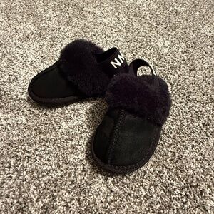 Nicole Miller NMNY black fur lined Ugg lookalike clog slipper shoes toddler girl
